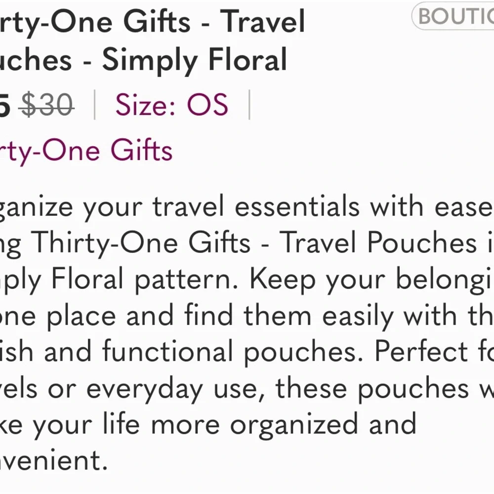 Thirty-One Gifts - Travel Pouches - Simply Floral